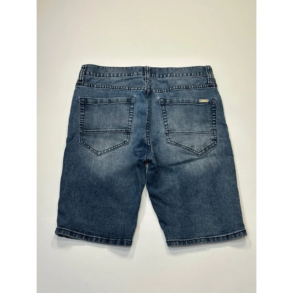 GUESS Jeans Mens Blue Denim Bermuda Shorts Quilted Stitch Knee Detail Size 32
